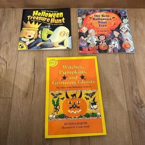 VTG Halloween Book Lot Of 3 Witches Pumpkins & Grinning Ghosts‎